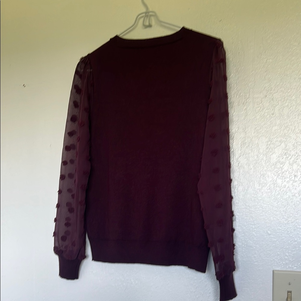 Les Serein  burgundy V-Neck women’s long   pullover  long sleeve Sz S/P - Picture 3 of 9